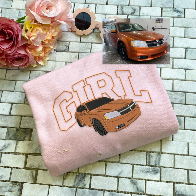 Custom Car Picture Embroidered Sweatshirt, Car Couple Shirt From Wifey Hubby, Father’s Day Gift