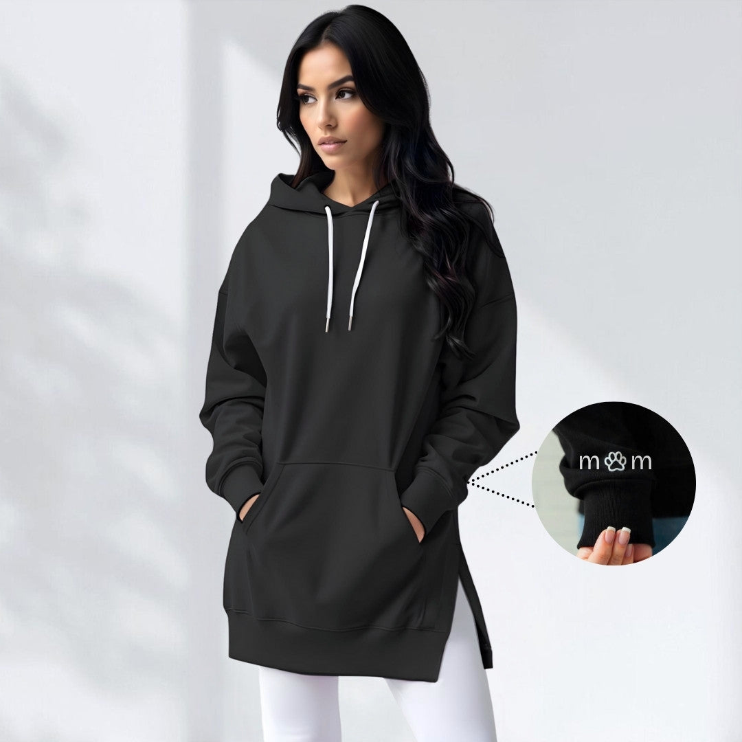 Custom Oversized Hoodie Dress With Text On Sleeve