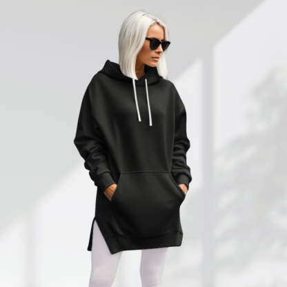 Custom Oversized Hoodie Dress With Text On Sleeve