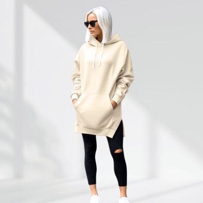 Custom Oversized Hoodie Dress With Text On Sleeve