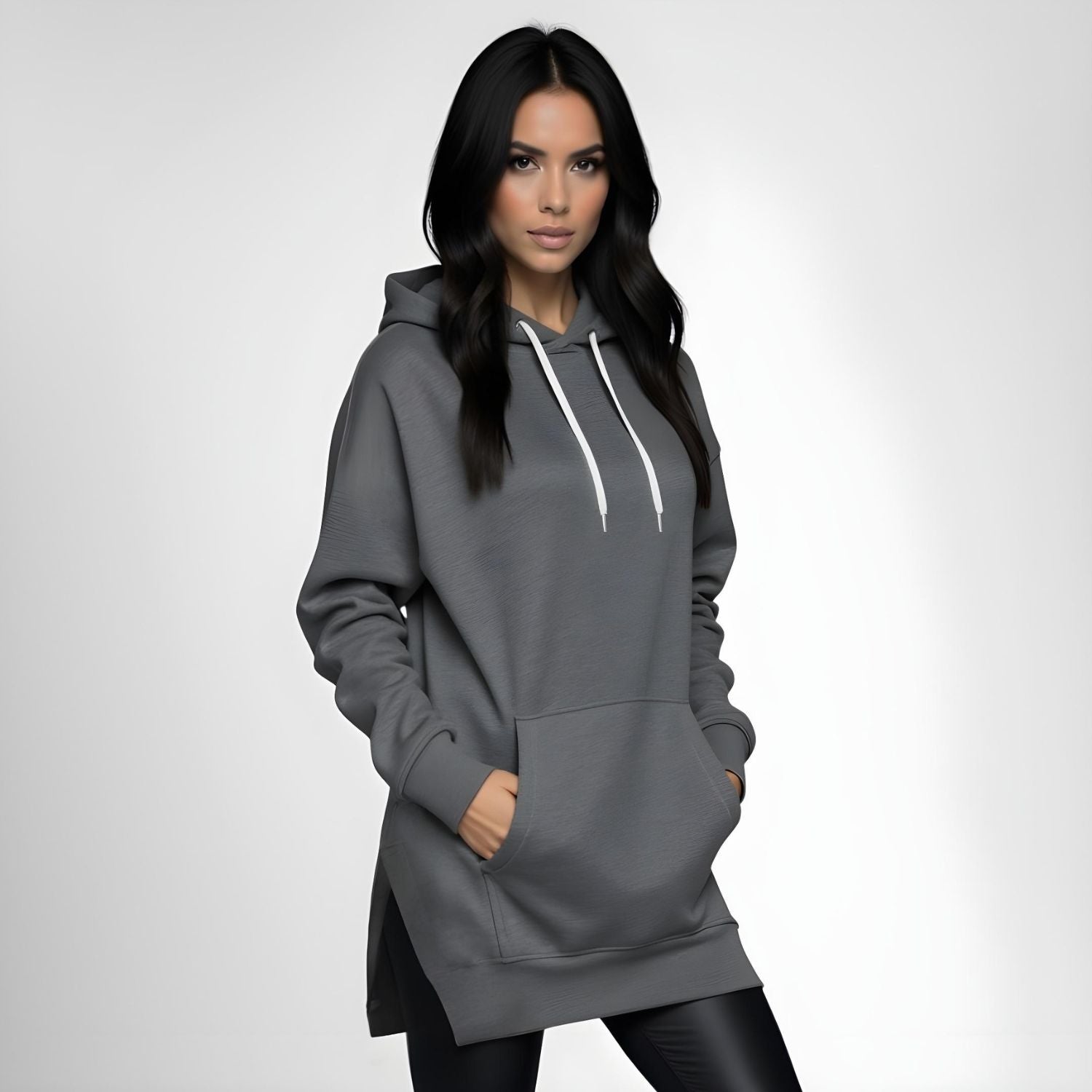 Custom Oversized Hoodie Dress With Text On Sleeve