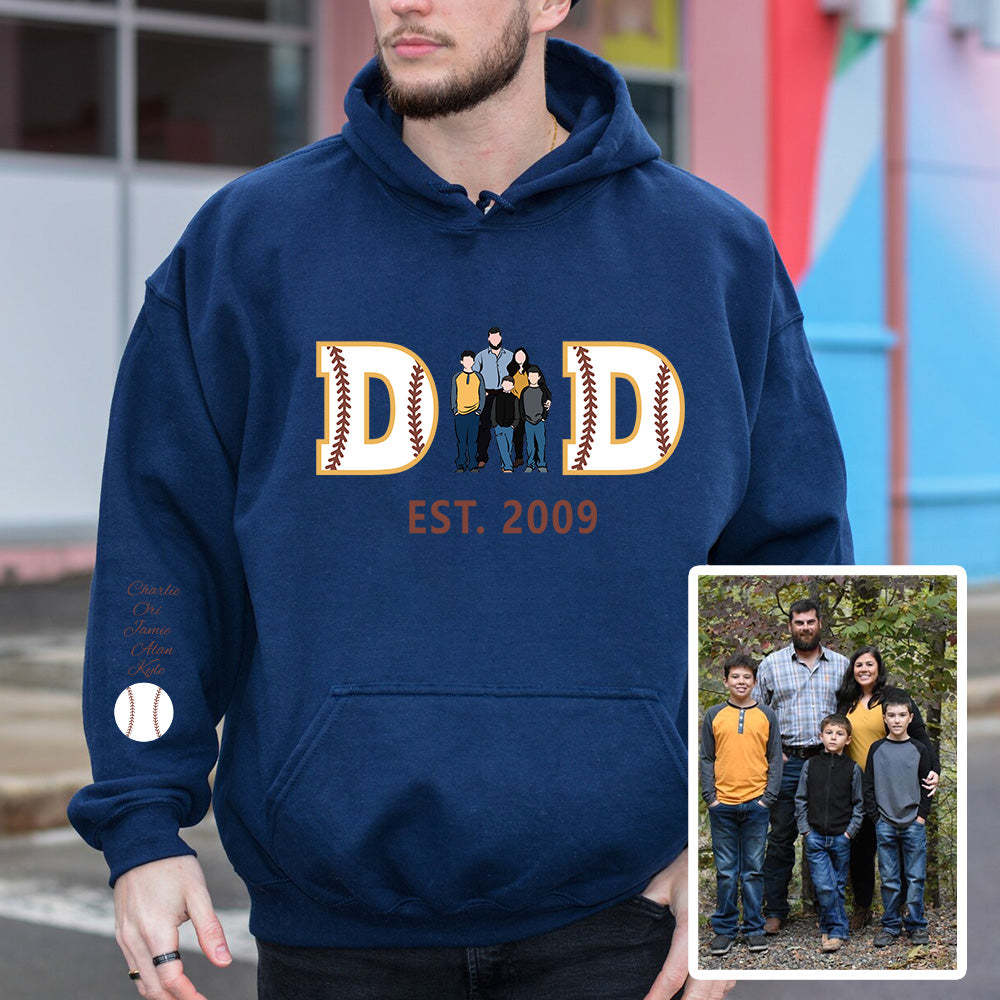 Personalized Embroidered Baseball Sweatshirt With Kid's Names For Dad