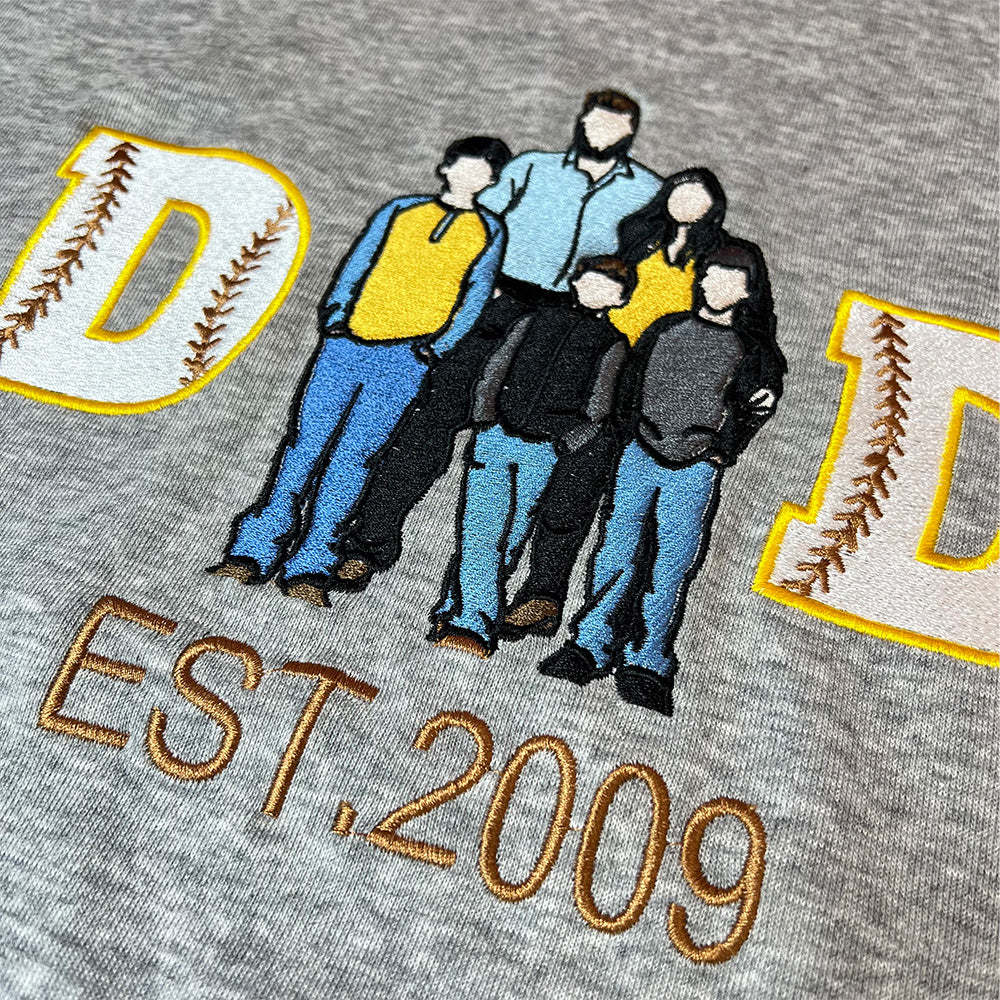 Personalized Embroidered Baseball Sweatshirt With Kid's Names For Dad
