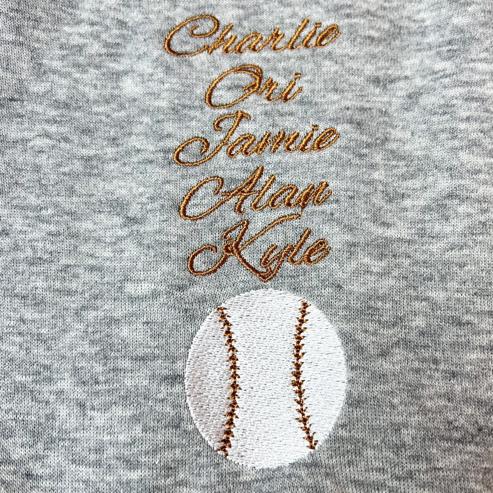 Personalized Embroidered Baseball Sweatshirt With Kid's Names For Dad