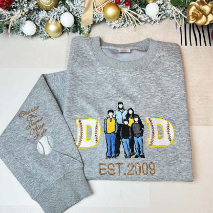 Personalized Embroidered Baseball Sweatshirt With Kid's Names For Dad