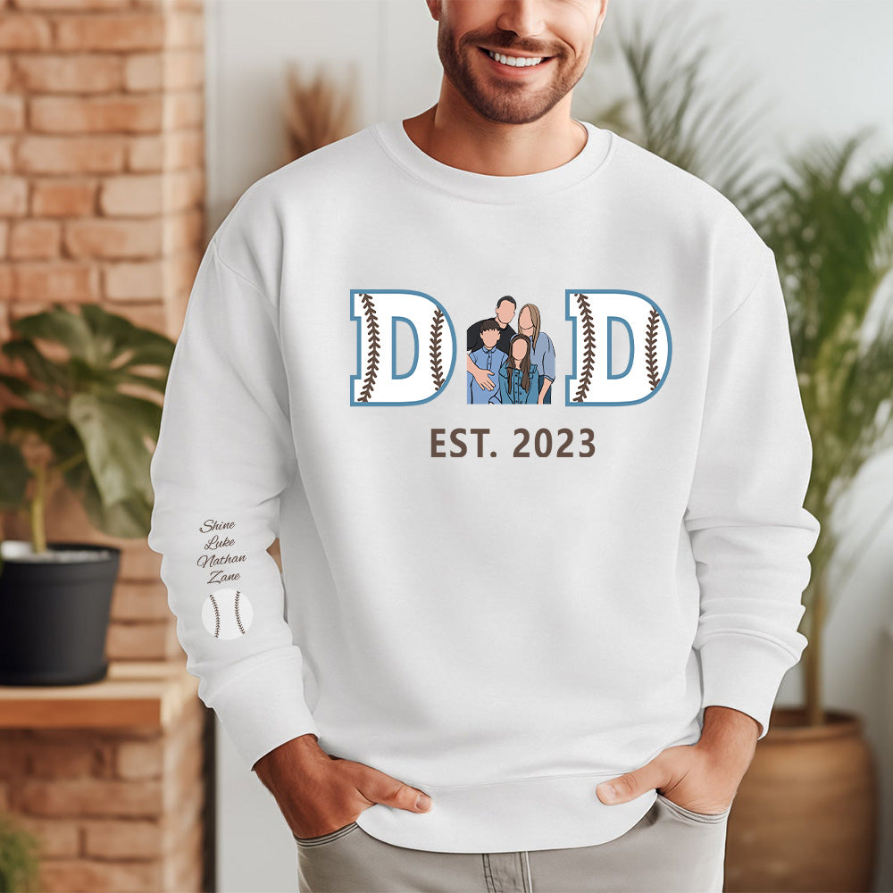Personalized Embroidered Baseball Sweatshirt With Kid's Names For Dad