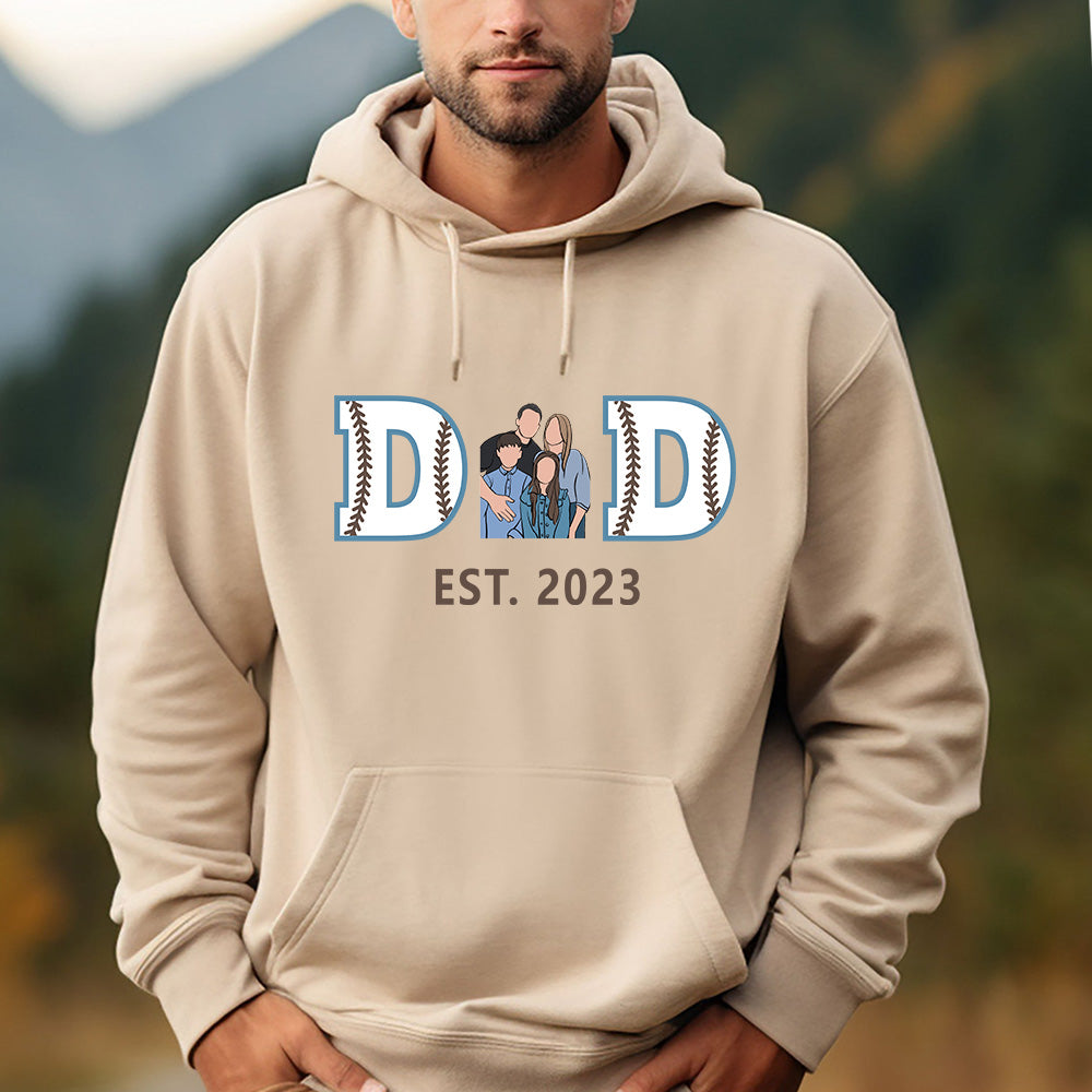 Personalized Embroidered Baseball Sweatshirt With Kid's Names For Dad