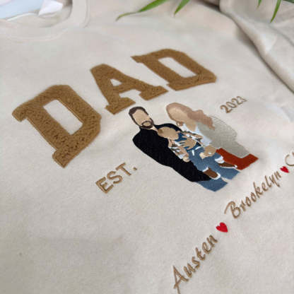 Father's Day Photo Personalized Fleece Fabric Embroidered Custom Text Sweatshirt