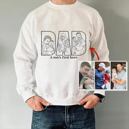 Personalized Family Photo Portrait Outline Sweatshirt, Gift For Dad/Mom/Family