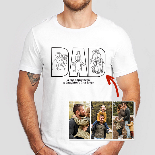 Personalized Family Photo Portrait Outline Sweatshirt, Gift For Dad/Mom/Family