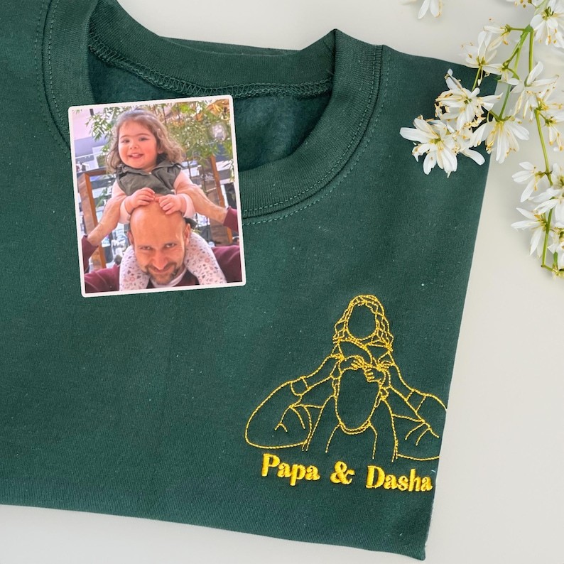 Dad Photo Hoodie - Custom Embroidered Portrait From Photo Sweatshirt