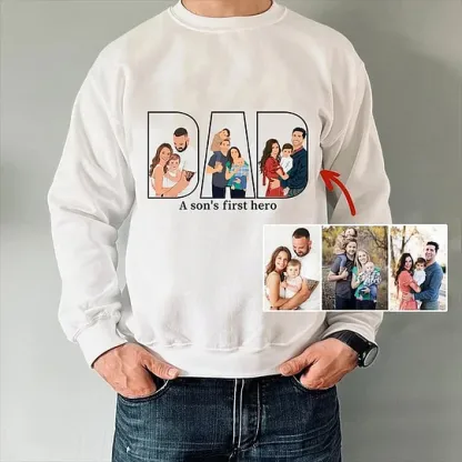 Personalized Family Photo Portrait Outline Sweatshirt, Gift For Dad/Mom/Family