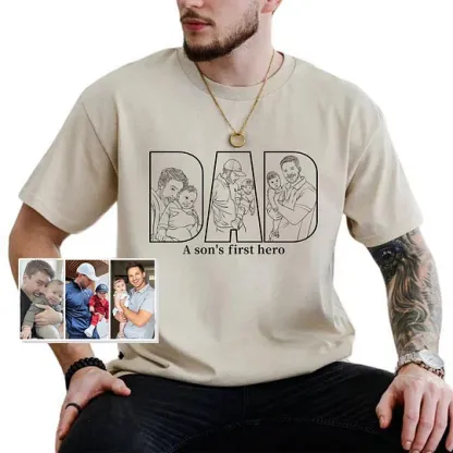 Personalized Family Photo Portrait Outline Sweatshirt, Gift For Dad/Mom/Family