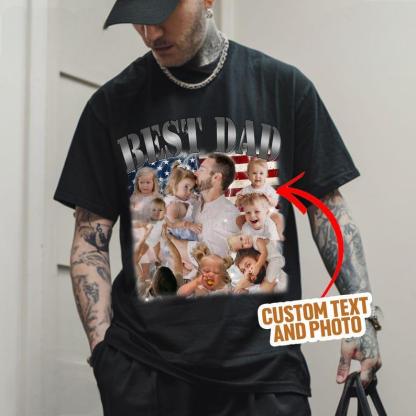 Personalized Vintage Photo T-shirt For Dad, Father's Day Gift