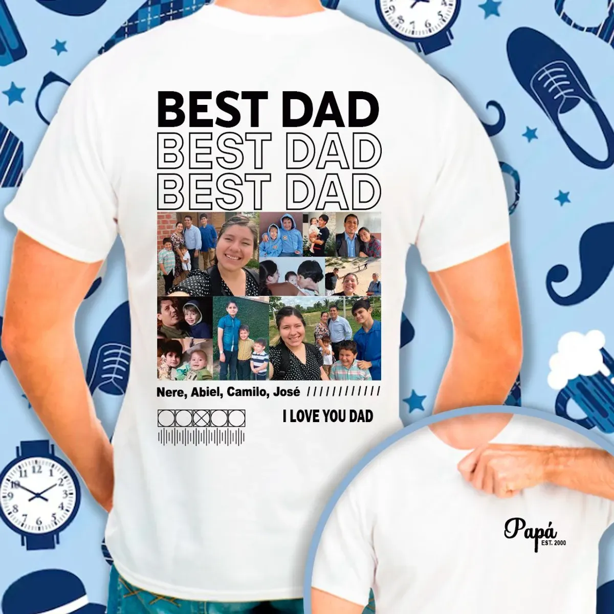 Personalized Vintage Best Dad Photo T-shirt, Father's Day Gift