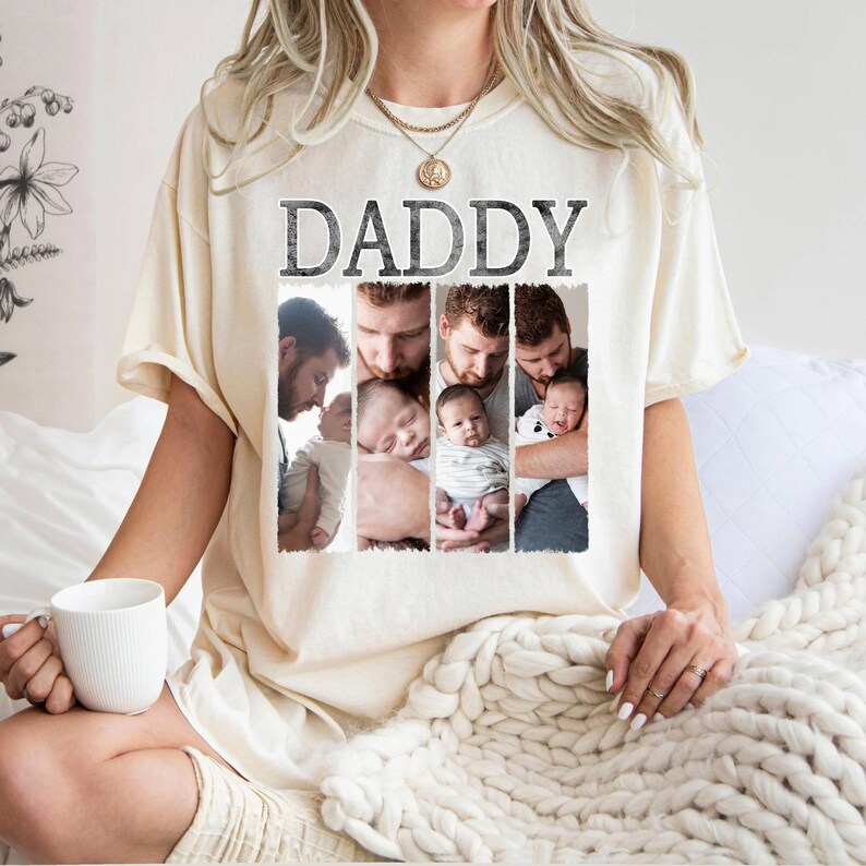 Personalized Dad Photo Vintage Wash Tee, Best Father's Day Gift