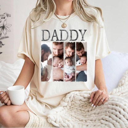 Personalized Dad Photo Vintage Wash Tee, Best Father's Day Gift