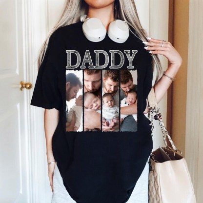 Personalized Dad Photo Vintage Wash Tee, Best Father's Day Gift