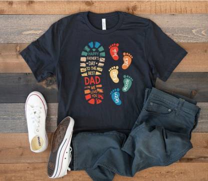 Personalized Dad Footprint Name Shirt, Best Gift For Father's Day