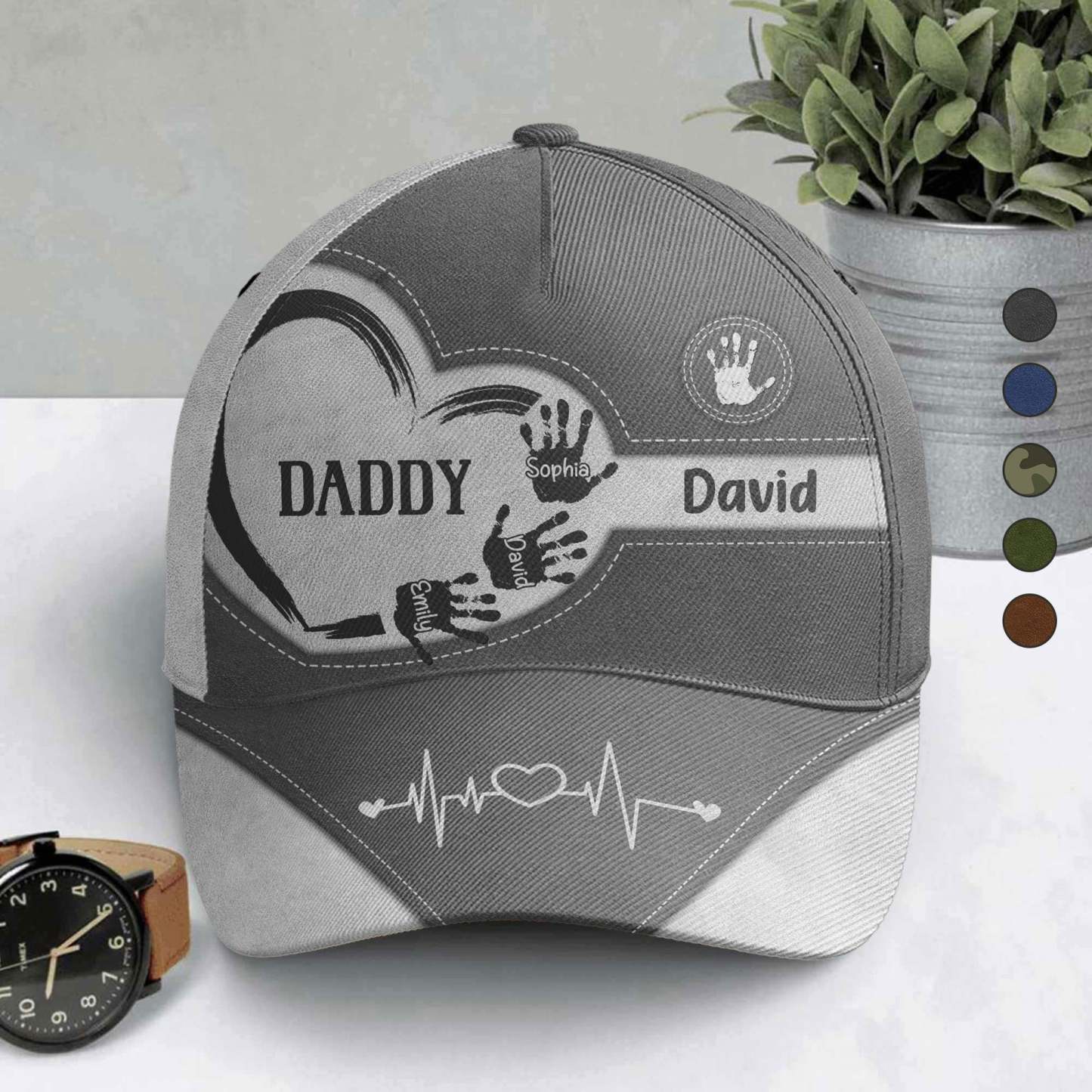 Skip To Product Information Grandpa Dad Kids Handprints - Personalized Classic Cap