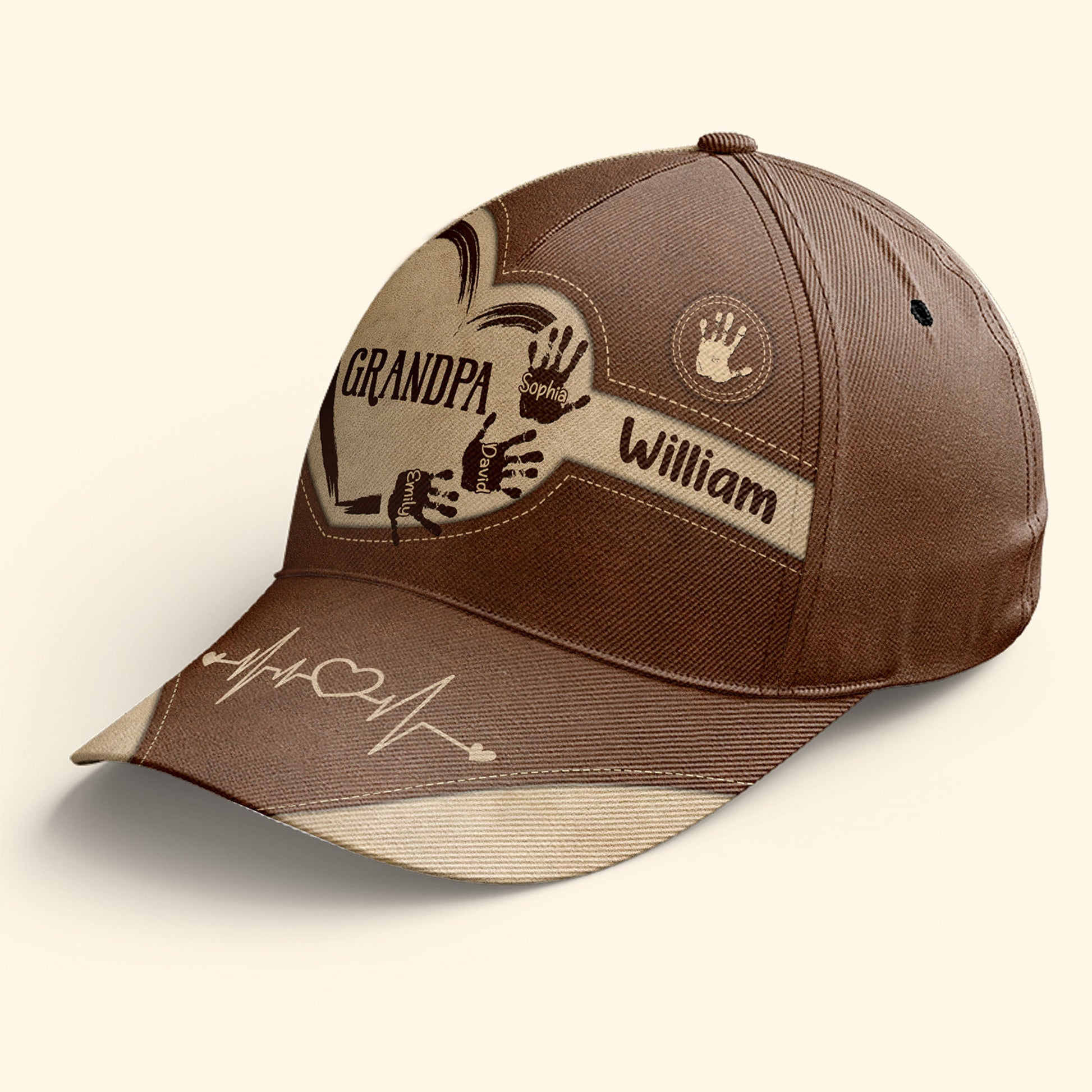 Skip To Product Information Grandpa Dad Kids Handprints - Personalized Classic Cap
