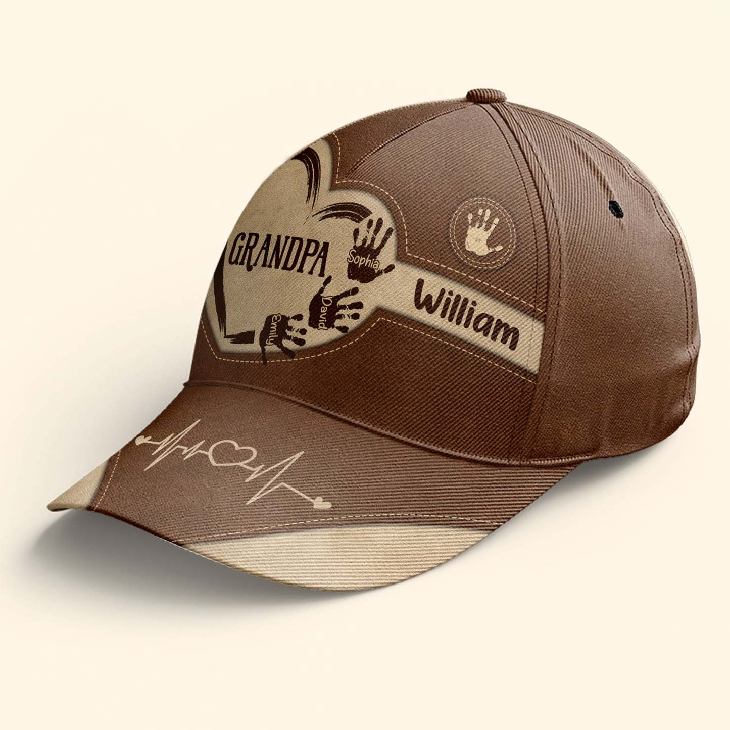 Skip To Product Information Grandpa Dad Kids Handprints - Personalized Classic Cap