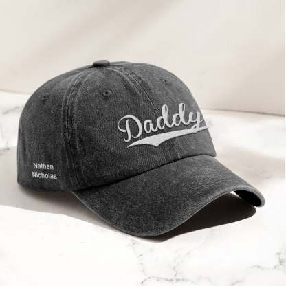 Custom Dad With Kids Names - Personalized Embroidered Distressed Hat