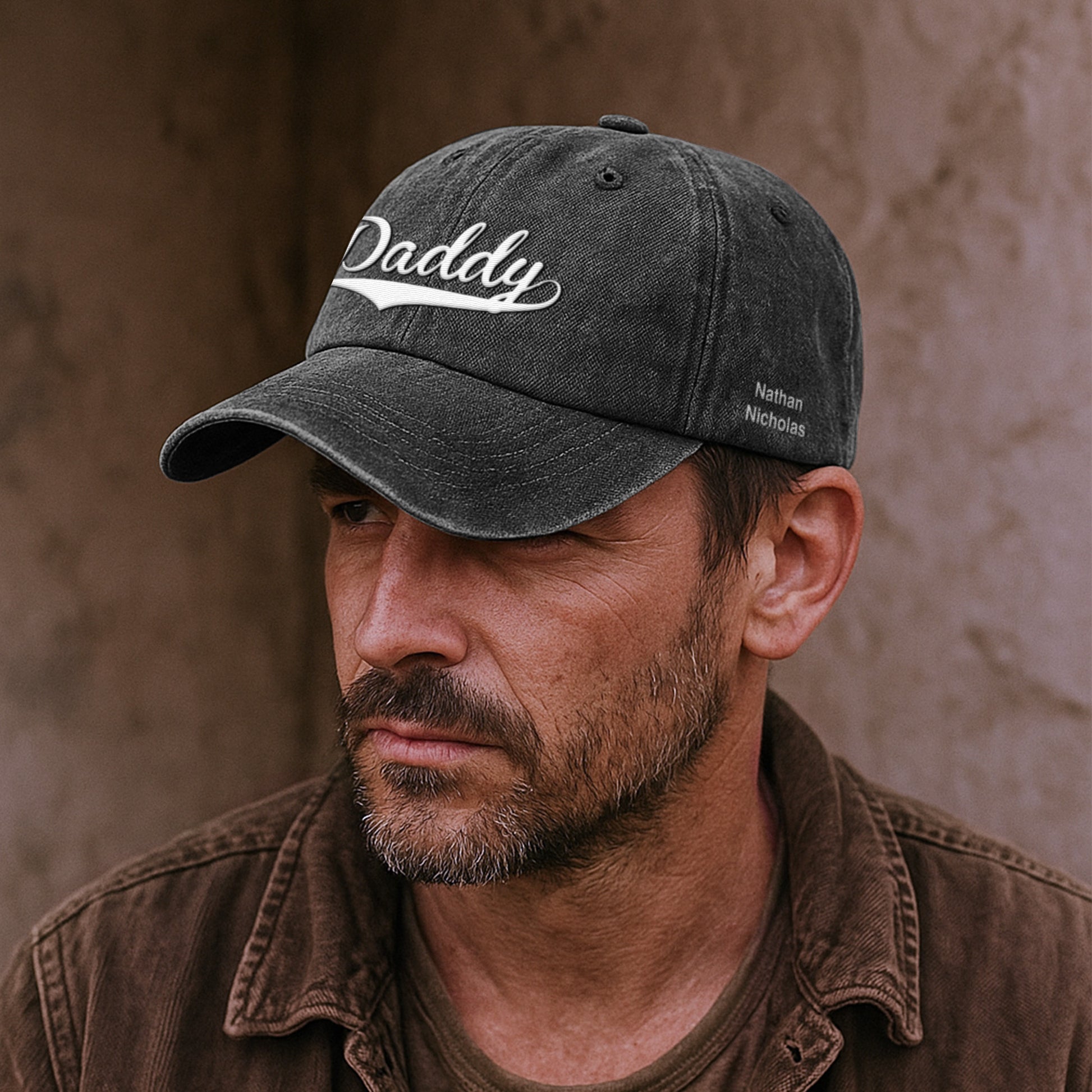 Custom Dad With Kids Names - Personalized Embroidered Distressed Hat