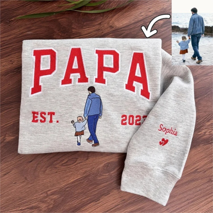 Personalized Dad Mama Shirt, Family Name Photo Shirt, Est. Year Sweater