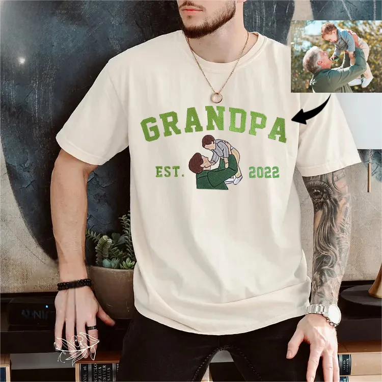 Personalized Dad Mama Shirt, Family Name Photo Shirt, Est. Year Sweater