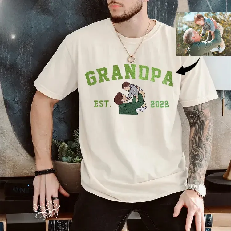 Personalized Dad Mama Shirt, Family Name Photo Shirt, Est. Year Sweater