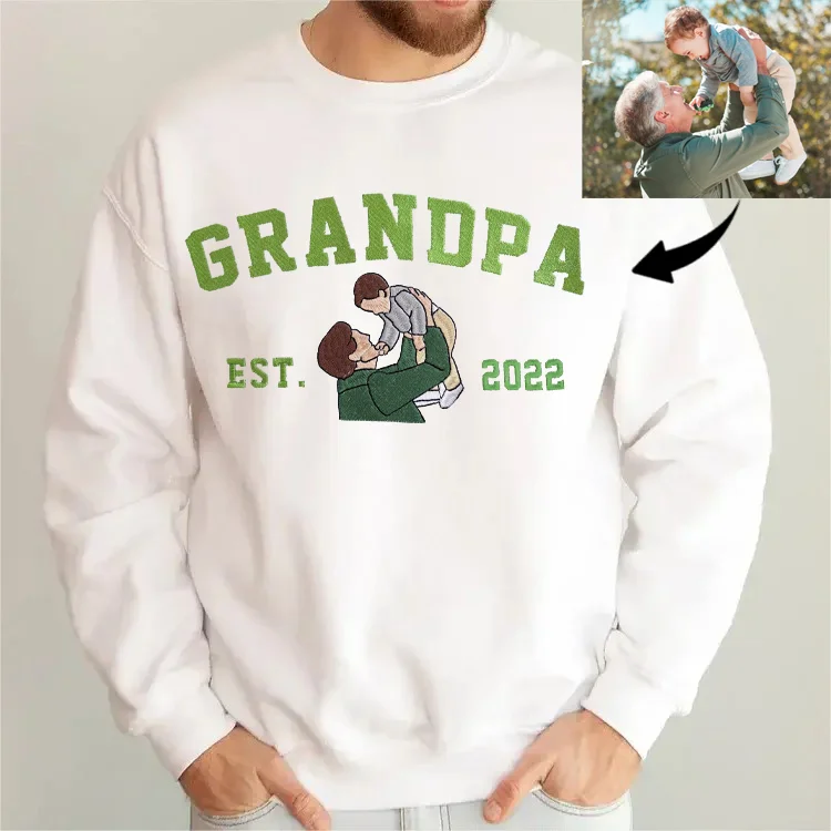 Personalized Dad Mama Shirt, Family Name Photo Shirt, Est. Year Sweater