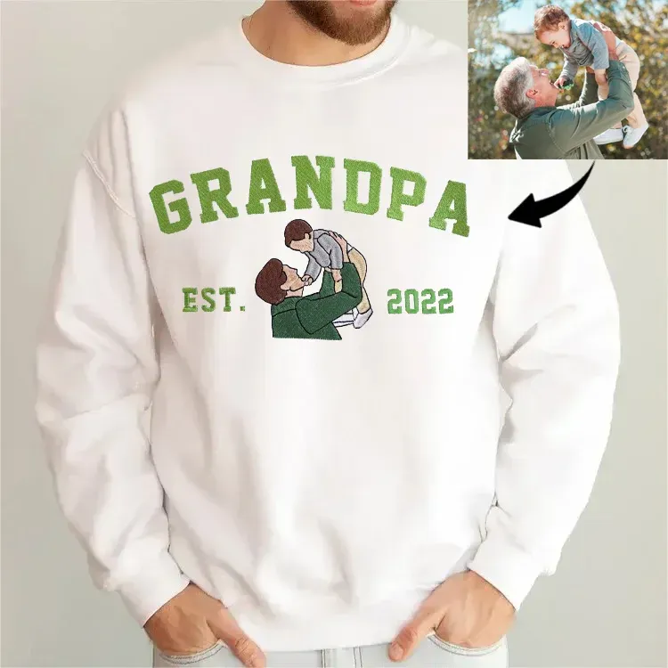 Personalized Dad Mama Shirt, Family Name Photo Shirt, Est. Year Sweater
