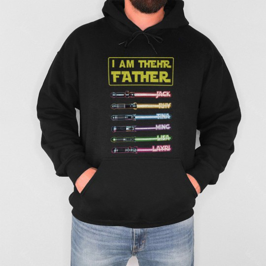 I Am Their Father Personalized Lightsaber Shirt, Add Name To Father's Day Gift