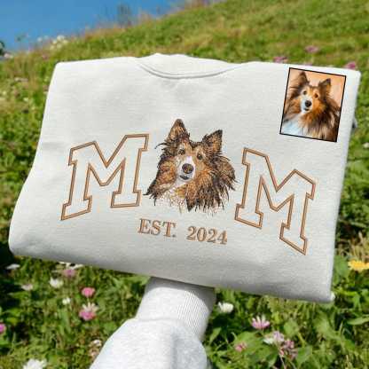 Custom Embroidered Dog Dad EST Sweatshirt Hoodie Pet Dog Portrait Keepsake Gift