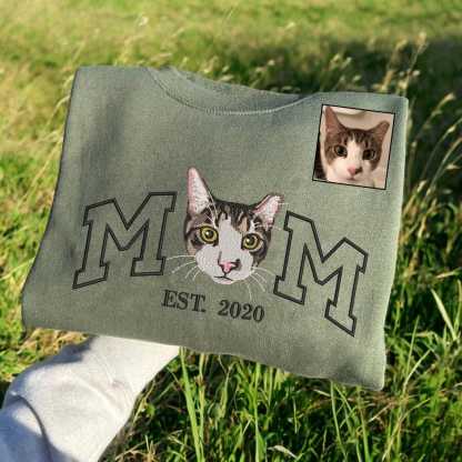 Custom Embroidered Dog Dad EST Sweatshirt Hoodie Pet Dog Portrait Keepsake Gift