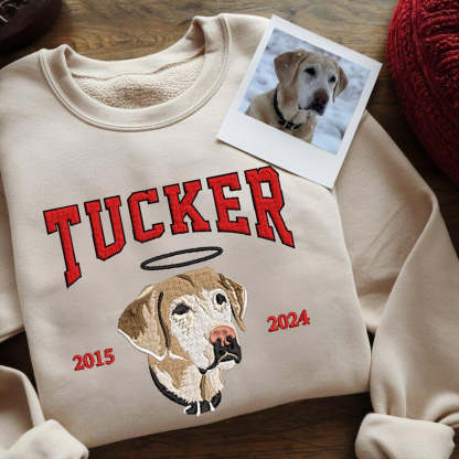 Personalized Embroidered Pet Dog Face And Name Est Sweatshirt Keepsake Gift For Pet Lovers