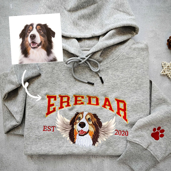 Personalized Embroidered Pet Dog Face And Name Est Sweatshirt Keepsake Gift For Pet Lovers