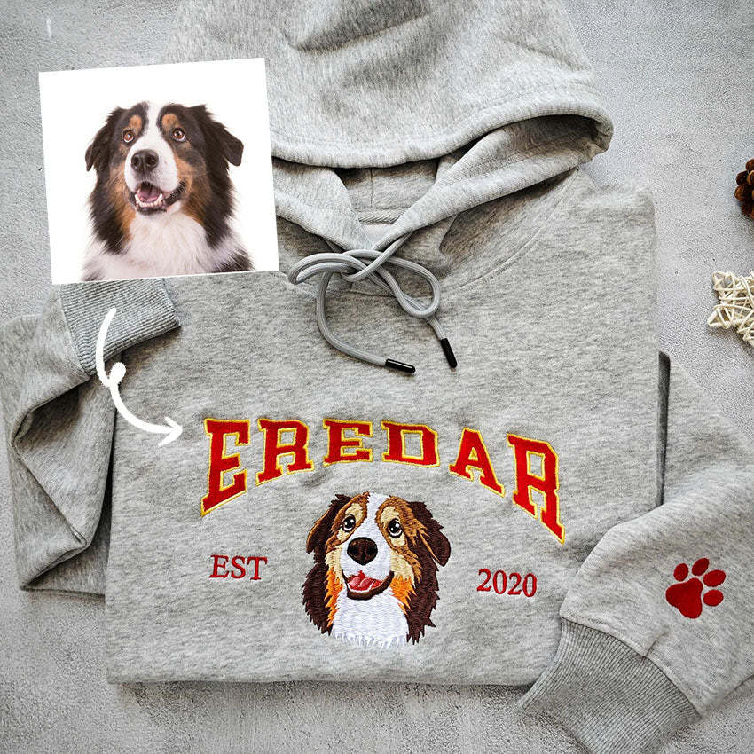 Personalized Embroidered Pet Dog Face And Name Est Sweatshirt Keepsake Gift For Pet Lovers