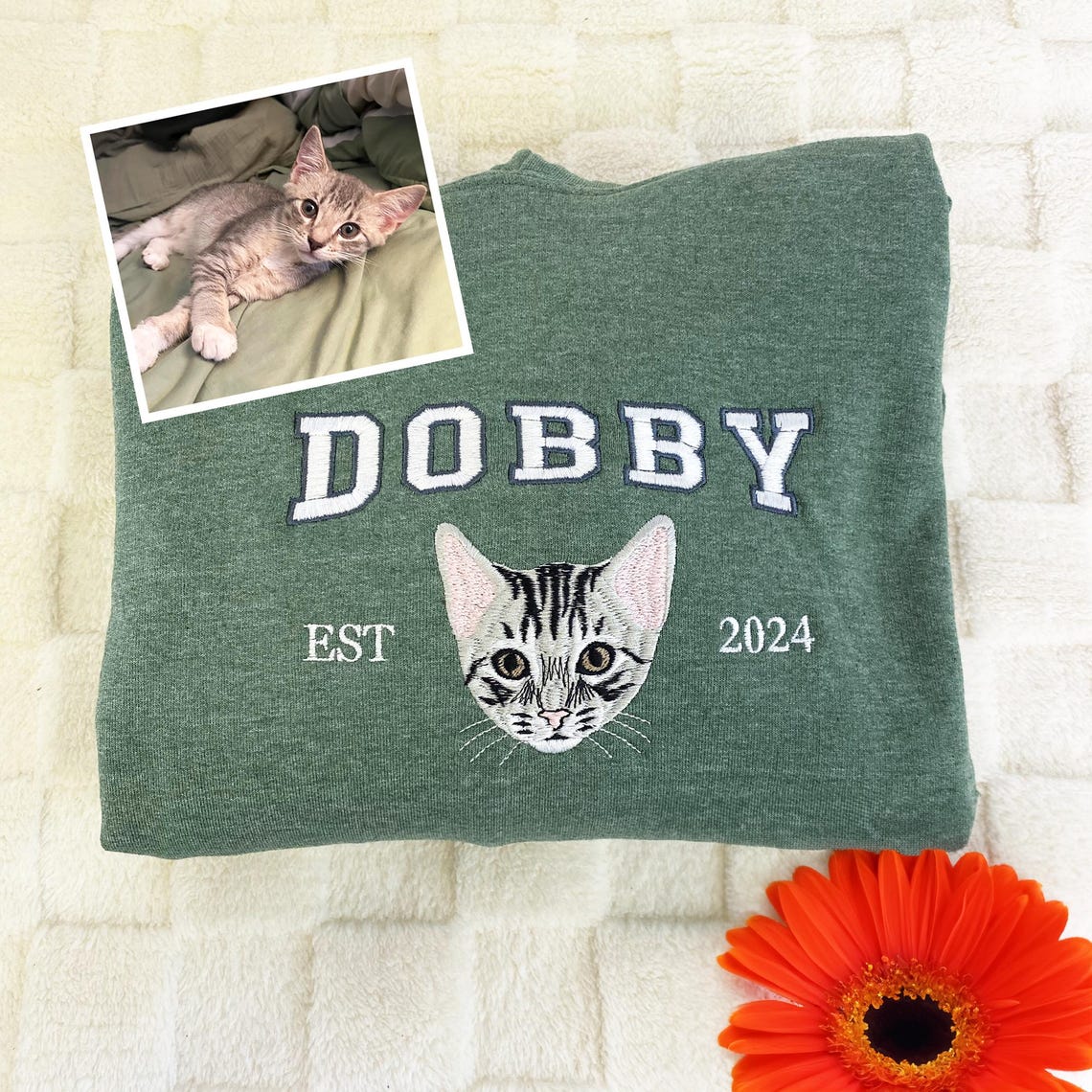 Personalized Embroidered Pet Dog Face And Name Est Sweatshirt Keepsake Gift For Pet Lovers