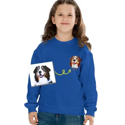 Personalized Pet Portrait Embroidered Sweatshirt - Memorial Gift For Pet Lovers