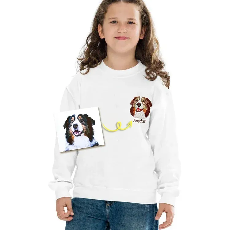 Personalized Pet Portrait Embroidered Sweatshirt - Memorial Gift For Pet Lovers