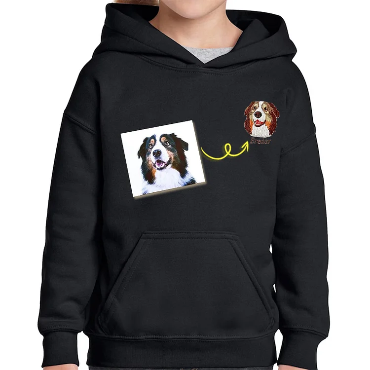Personalized Pet Portrait Embroidered Sweatshirt - Memorial Gift For Pet Lovers
