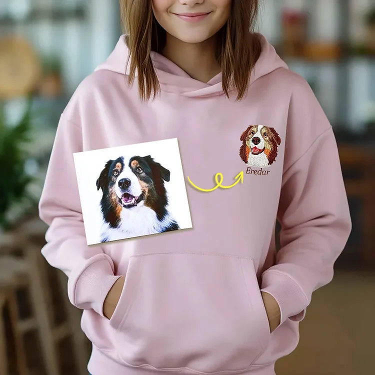 Personalized Pet Portrait Embroidered Sweatshirt - Memorial Gift For Pet Lovers