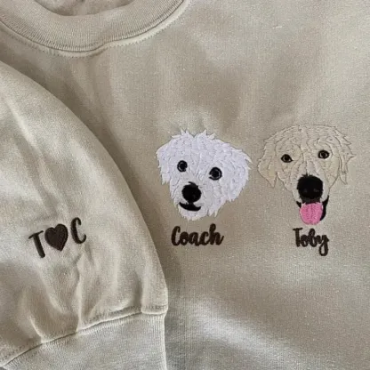 Personalized Pet Portrait Embroidered Sweatshirt - Memorial Gift For Pet Lovers