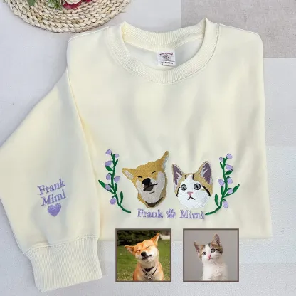 Personalized Pet Portrait Embroidery Sweatshirt Hoodie T-shirt