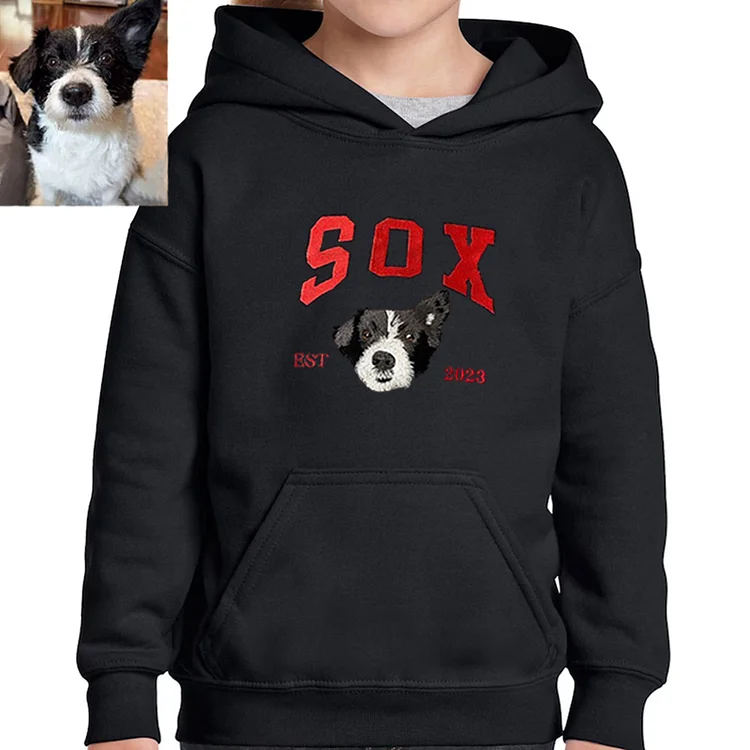 Custom Premium Handcrafted Pet Photo Embroidery With Pet Name T-Shirt Sweatshirt Hoodie