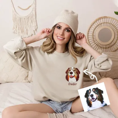 Personalized Pet Portrait Embroidered Sweatshirt T-shirt Hoodie