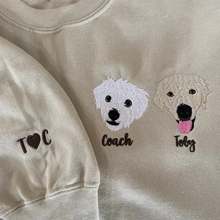 Personalized Pet Portrait Embroidered Sweatshirt T-shirt Hoodie