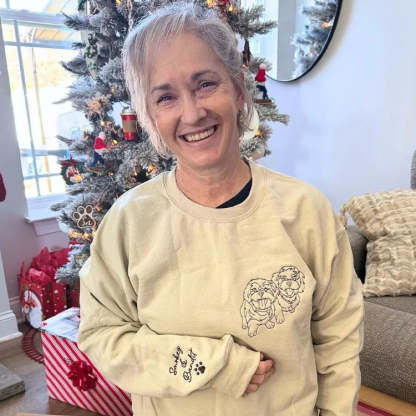 Custom Pet Embroidery Hoodie, Sweatshirt With Your Pet's Portrait Photo, Unique Gift For Pet Lovers